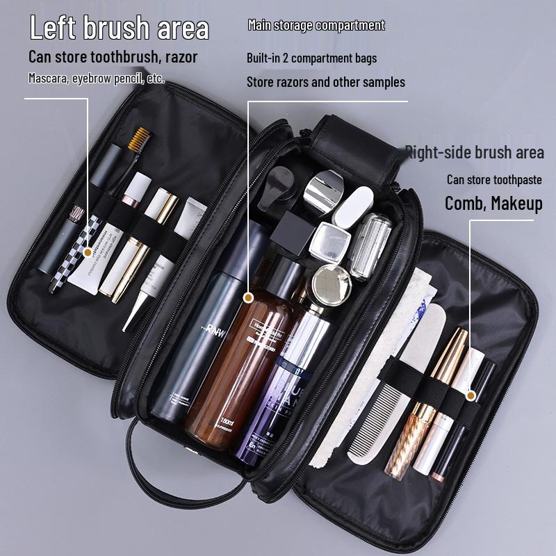 Retro PU Leather Men's Travel Toiletry & Makeup Bag - Waterproof, Portable, Handheld Storage