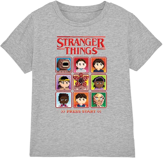 Stranger Things Unisex Kinder Stranger Things Pixel Group Select Character Kids T Shirt 150