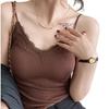 Bow Lace Spaghetti Strap Camisole Women Padded Backless Crop Tank Top