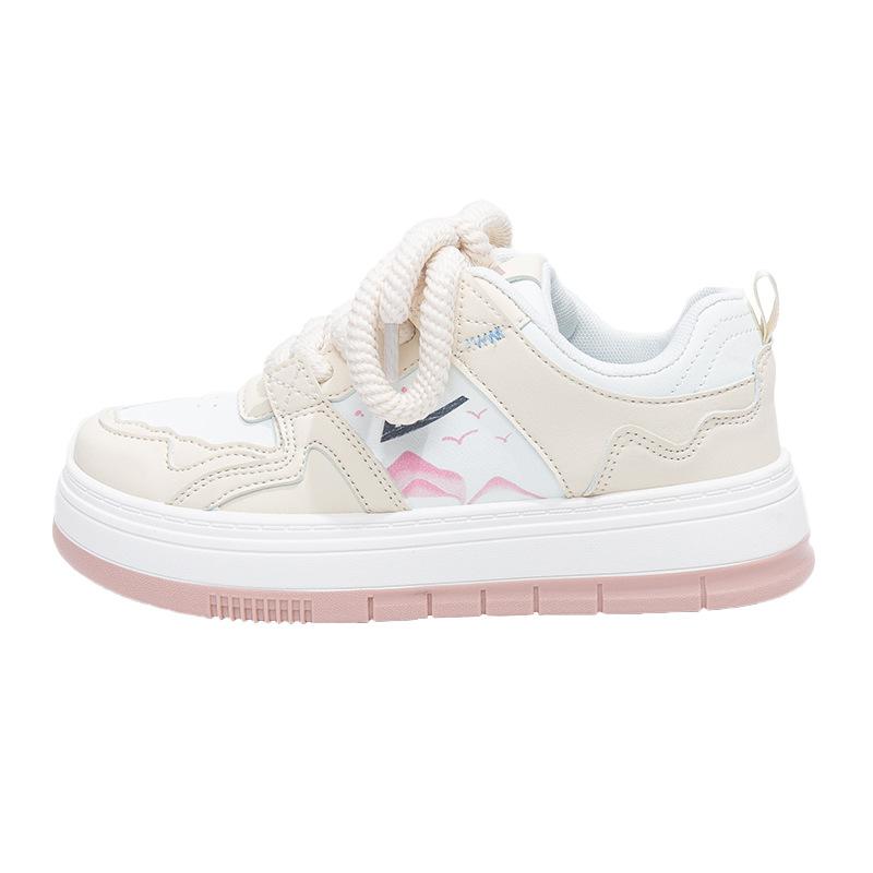 Landscape painting thick rope lace platform shoes design sense four seasons board shoes outdoor feet small casual shoes women