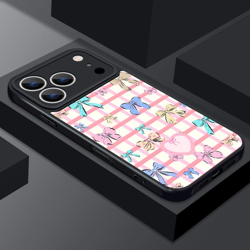 Love Heart Bowknot Print Magnetic Phone Case For iPhone 17e 17 Pro Max 16 15 14 13 Pro Max 16e 11 For Magsafe Acrylic Back Cover