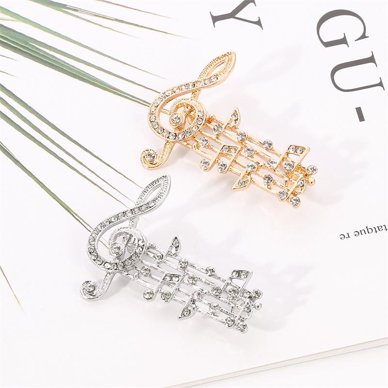 Fashion Exquisite Music Note Style Brooch Gold Silve Color Crystal Brooches For Women Musician Gift Concert Routine Jewelry