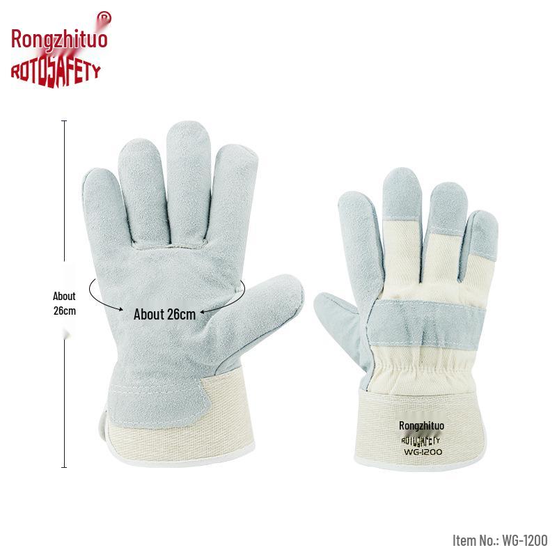 Rongzhitou Heat-Resistant Cowhide Welding Gloves - Thick, Wear-Resistant, Anti-Scald Industrial Protective Gear