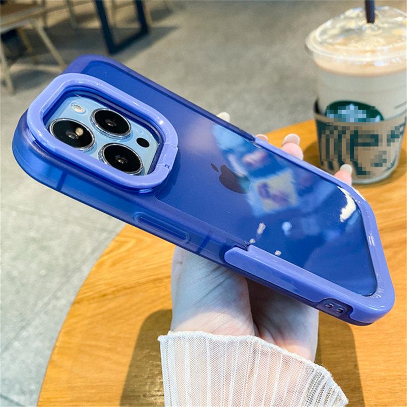 Průhledný držák stojánku na nárazník Pouzdro na telefon pro iPhone 13 12 11 14 15 Pro Max 13Pro XR XS Max X 11 Nárazuvzdorná ochrana fotoaparátu Zadní kryt