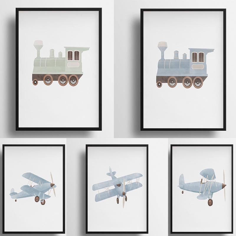 Cartoon Transport Vehicle Illustration Series Theme Canvas Printing Fashion Popular Color Mural Studio Home Decoration Art Gifts