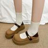 Mary Jane Love Thick Heel Small Leather Shoes Women's 2025 Spring New British Style Retro Platform French Round Head Single Shoes