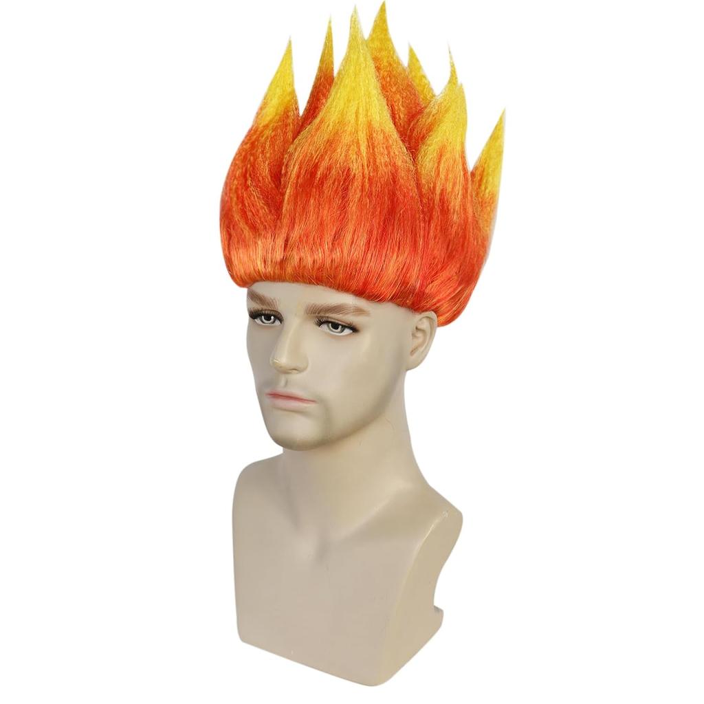 Anime Anger Wig Flame Wig Orange Spiky Wig Short Fire Cosplay Wig Mens Synthetic Wig Outfit For Halloween Party Wig