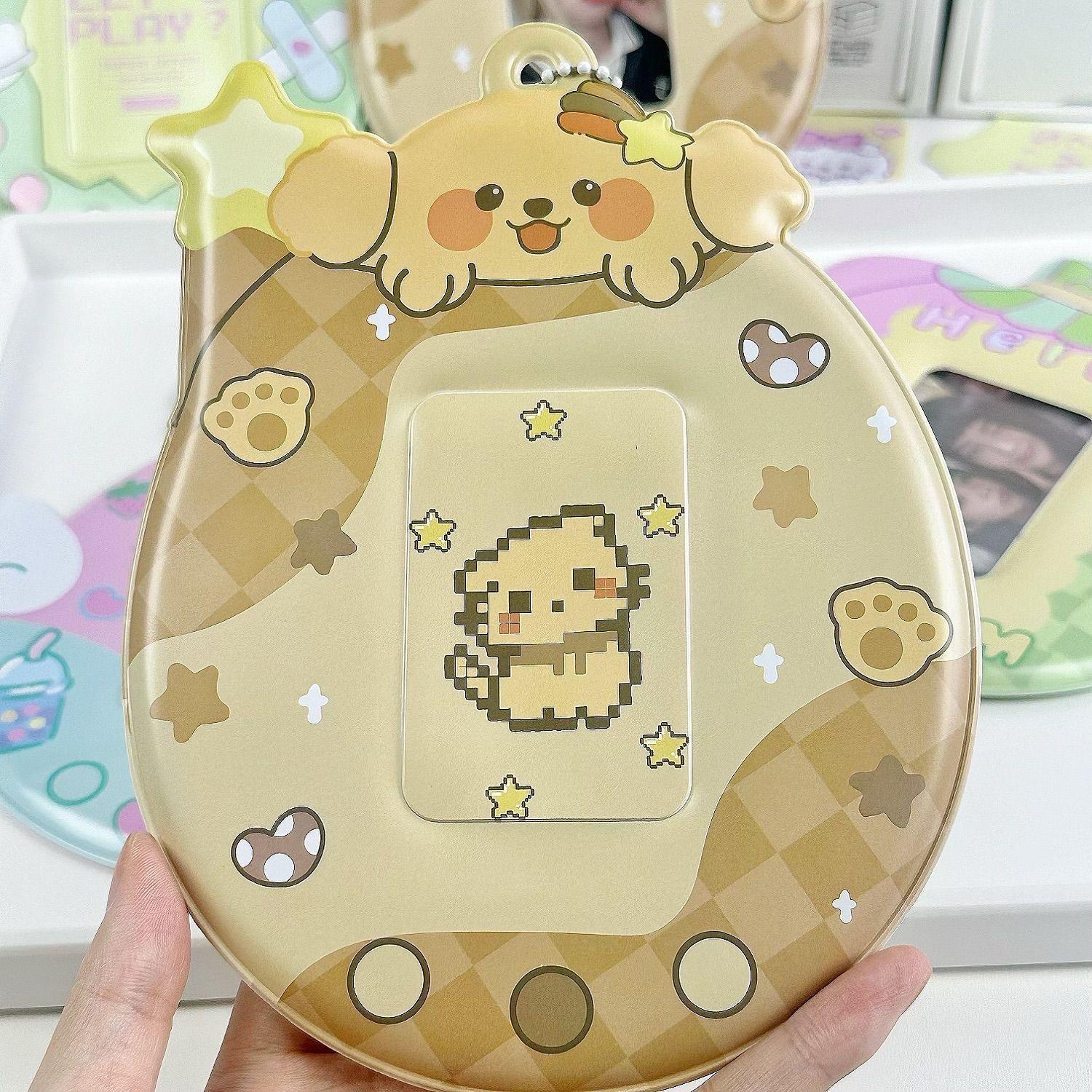 

Kawaii Animal Photocard Frame Japan Style Retro Pixel Photocard Sleeves Kpop Idol Card Holder with Chain Mini Photo Album 2025