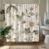1pc Elegant floral patterned shower curtain, machine washable polyester fabric, suitable for bathroom décor.