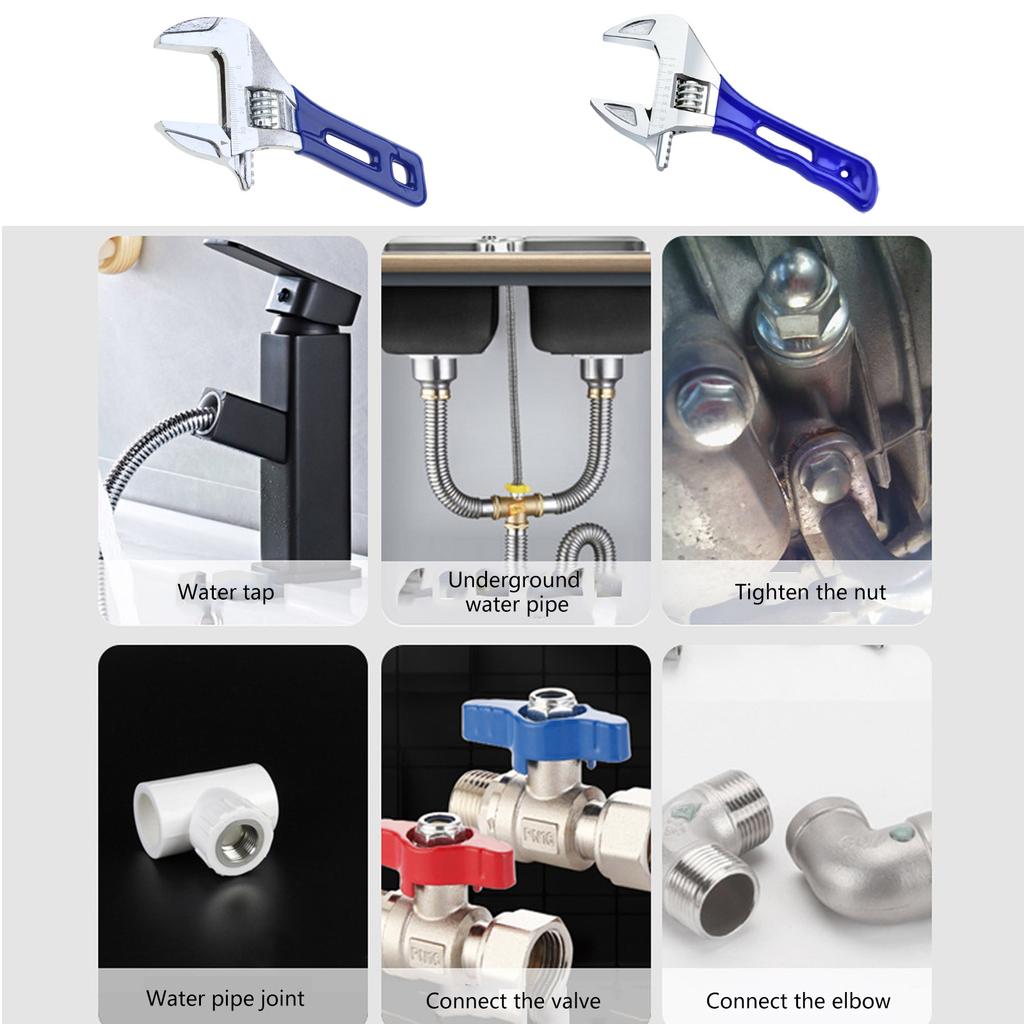 6/8inch Adjustable Wrench with Wide Jaw Cr V Construction Opening Wrench for Mechanics and DIY Enthusiasts