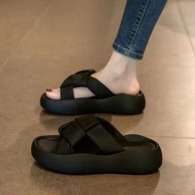 Women's Retro Summer New Fashionable and Beautiful Fairy Style Thick Bottom One Word Sandals with Slippers