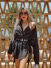 Bsubseach Long Shirt Long Sleeve Beach Casual Rash Solid Black Women's Dress, Blouse, Spring/Summer Swimwear, Figure-Flattering Dress, Dress, Guard,