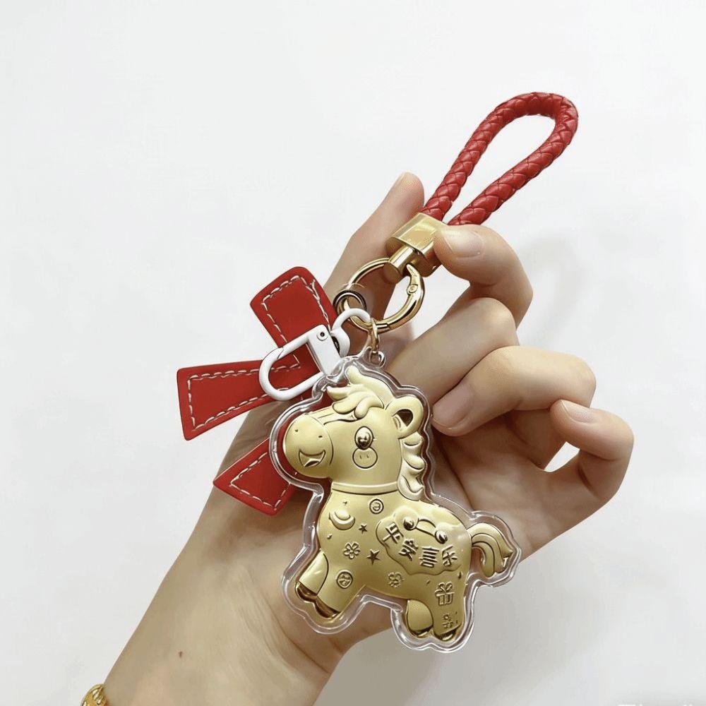 New Horse Keychain Bow Zodiac Key Ring Backpack Pendant New Year Pendant  Car Keychain