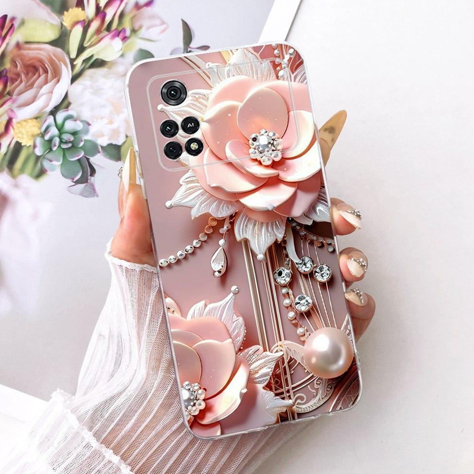 For Xiaomi Poco M4 Pro 4G Case Cover Transparent Cute Cat Fashion Butterfly Funny Painted Casing 2201117PG MZB0B5VIN 2201117PI