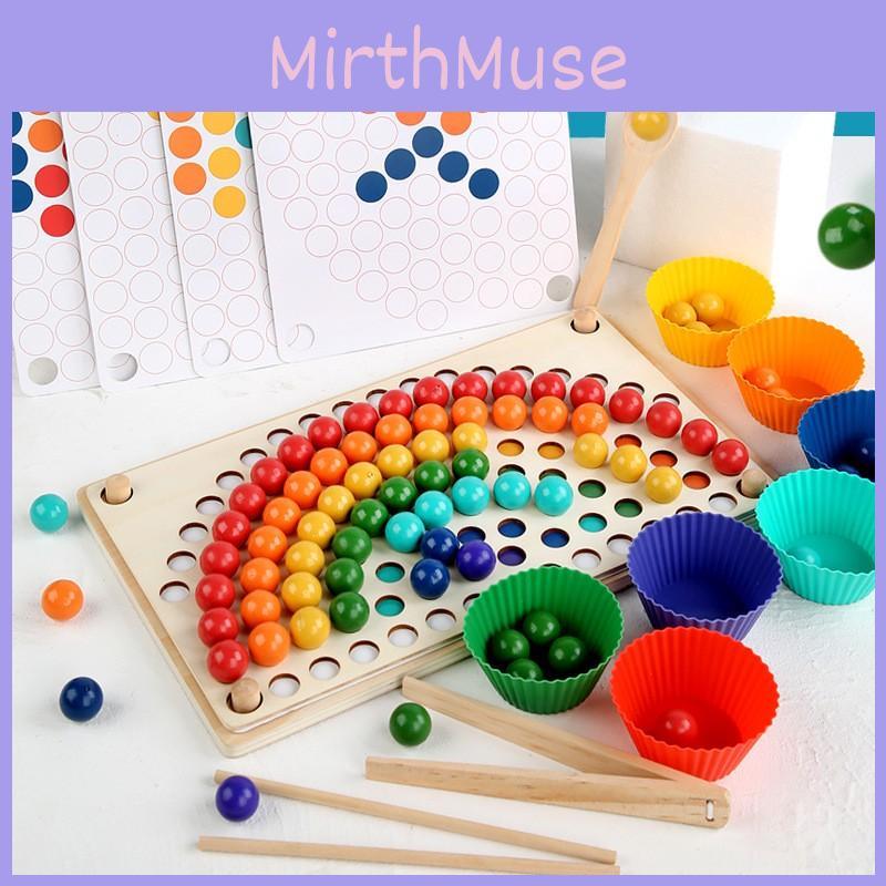 Wooden Rainbow Clamp Beads Educational Toy For Kids Skills Concentration