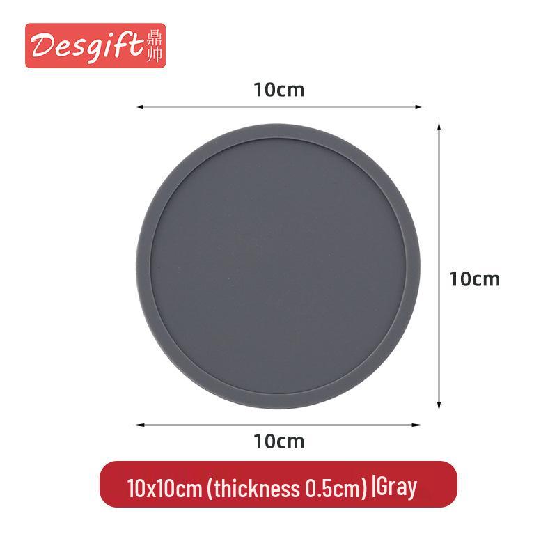 Round Non-slip Silicone Coaster - 10cm Heat-resistant, Drip-proof, Customizable Logo for Water and Coffee Cups.