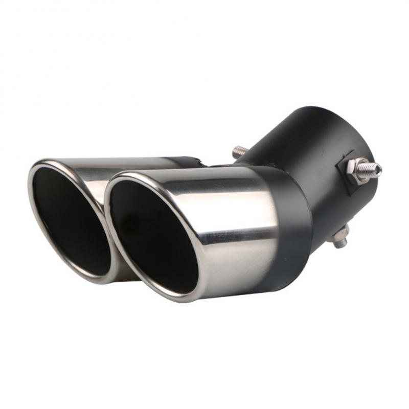 Automobile Tail Dual Outlet Exhaust Tip Stainless Steel Slant Rolled Edge Auto Muffler Modified Universal Car Exterior Supplies