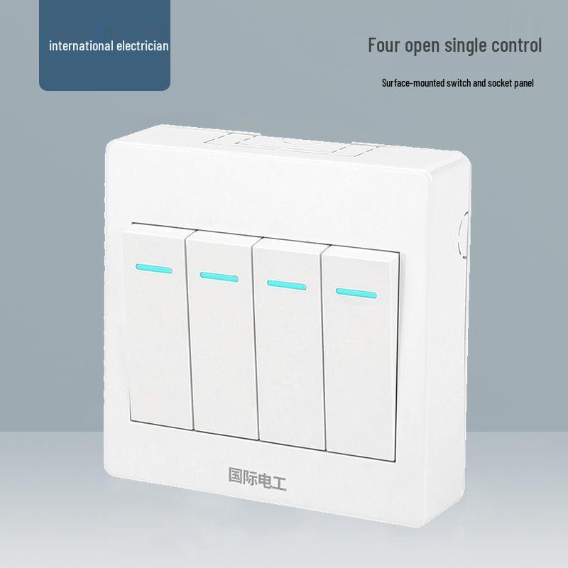 Ultra-Thin One-Way Multi-Control Electrical Surface Switch & Socket Panel with Box