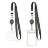 2PCS/Pack ID Card Protector Transparent Waterproof PVC Card Sleeve with Retractable Hanging Rope Home School Office Supplies ZYF