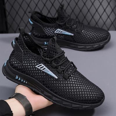 Men's Hollow Mesh Surface Casual Running Shoes Breathable Flying Woven Men's Thick Soled Running