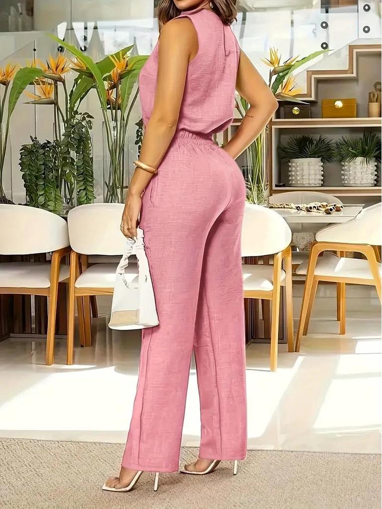 2025 Women's Summer Sleeveless Vest & Straight-Leg Pants Set