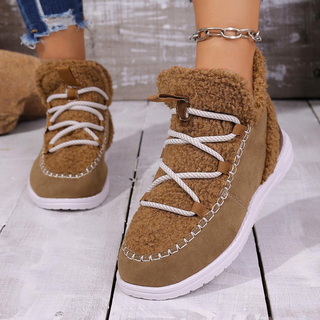 Damen Winter Schneestiefel mit dicker Sohle, Damen Plüsch Plüsch Übergröße Baumwollschuhe, Lässige und bequeme High-Top Schuhe