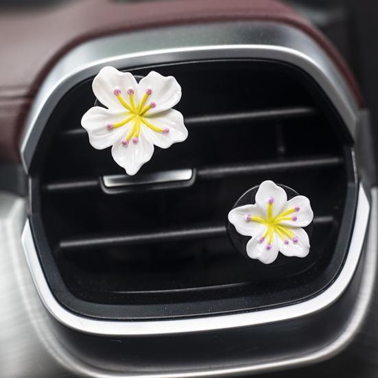 1 Pair Flower Air Vent Clip Peach Blossom Air Conditioning Outlet Clip for Women Girls Cute Car Air Freshener Decor for Interior Accessories