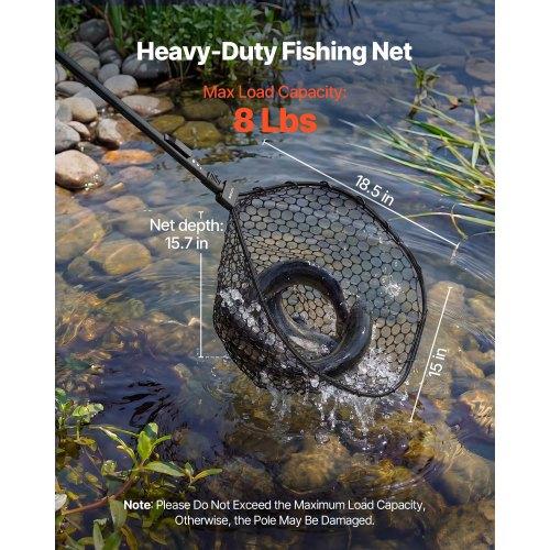 VEVOR Fishing Net, Foldable Landing Nets with Telescopic Handle, Portable Lightweight and Stronger 6063 Aluminum Fish Gear