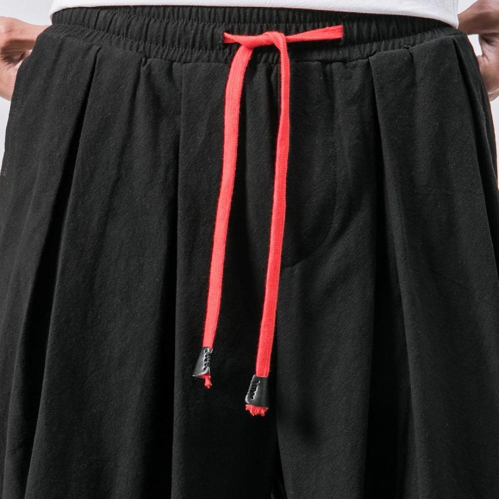Frühlings- und Herbst-Übergröße Herren Haremshose Lockerer Chinesischer Stil Locker Baumwolle und Leinen Jogginghose Jogger Freizeithose Herren