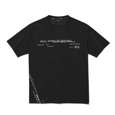 INTERCREW Lettering Label Mix Short Sleeve T-Shirt Black Ita2Tm01Abk