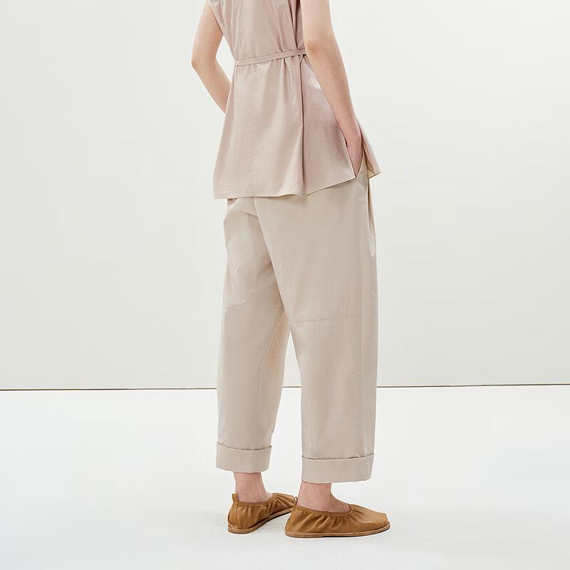 LESS 2025 Summer Cotton Straight-Leg Cropped Trousers