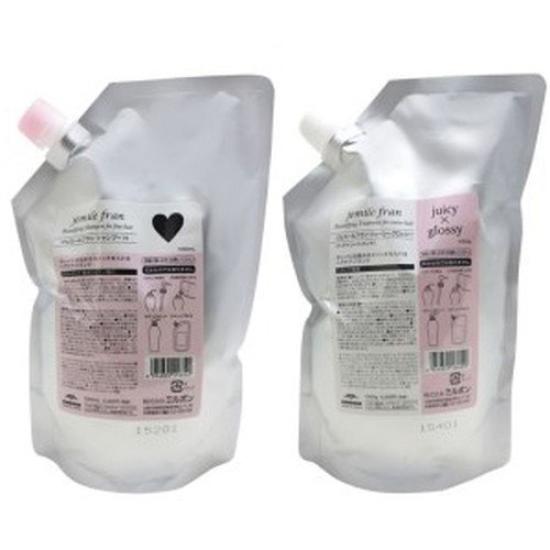 MIlbon Gemile Fran Shampoo Herz H 1000ml Kur Saftig Glanz 1000g Nachfüllset +