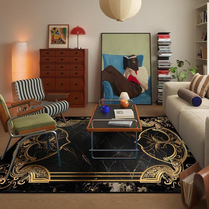 

Marble Style Big Size Luxury Golden Border Living Room Rug Soft Machine Washable Gaming Room Decoration Carpet Coffee Tables Mat 60*90cm