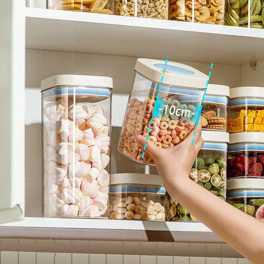 380/1100/1800ml Vacuum Food Storage Box Fresh-Keeping Press-type Kitchen Storage Jars Food Grade Transparent Grains Cans