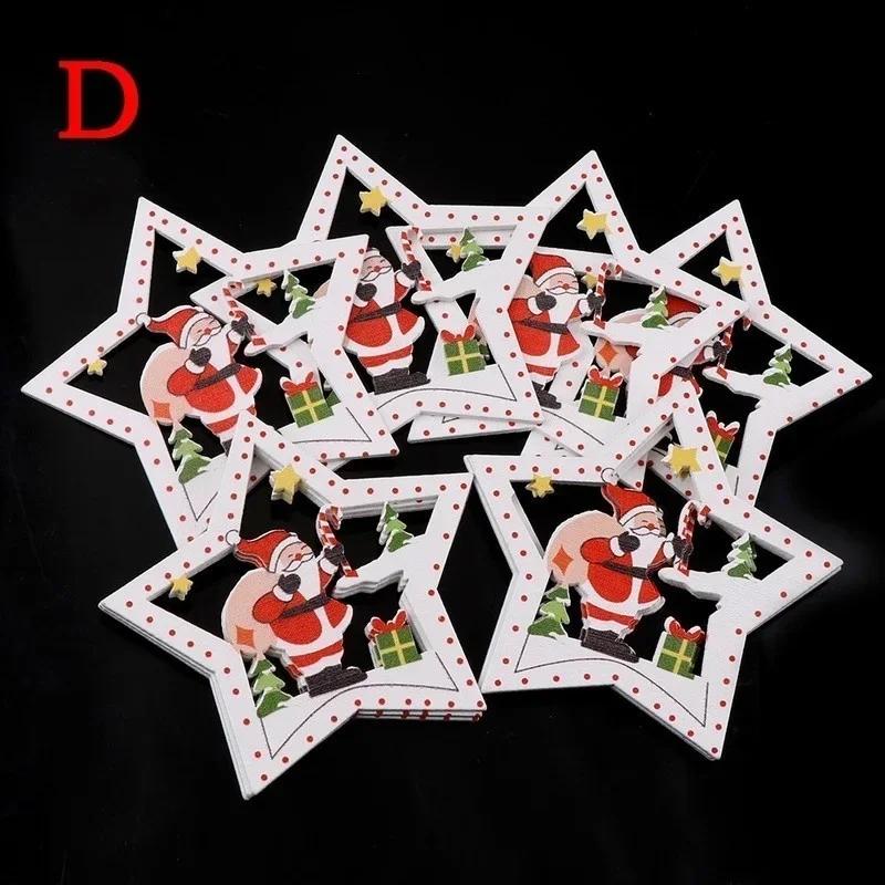 1 Set Christmas Tree Hanging Ornaments Wooden DIY Pendant Bells Santa Claus New Year Decor Christmas Home Party Decor Supplies