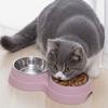 Stainless Steel Pet Drinking Dish Feeders Cat Puppy Feeding Supplies Small Dog Accessories Double Pet Bowls Dog Food Water Basin Meal Utensils 1pcs