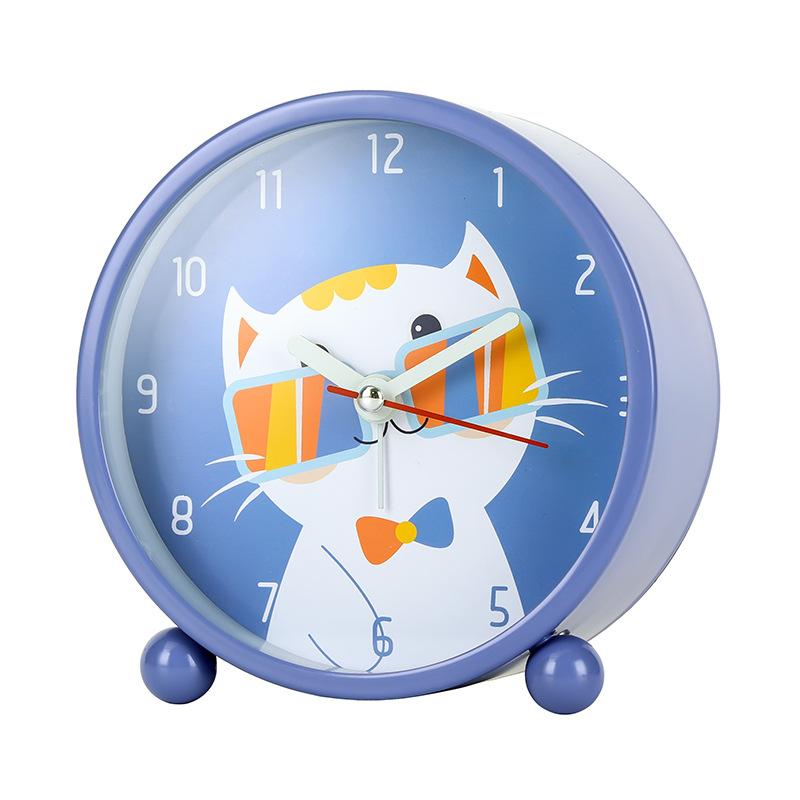Cartoon new cute alarm clock living room bedroom home metal clock cat small seat clock