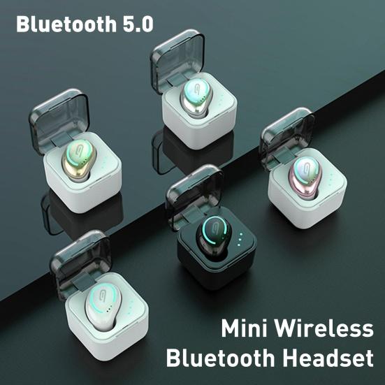 

Mini Wireless Bluetooth-compatible 5.0 Single In-Ear Earphone with Microphone Charging Box