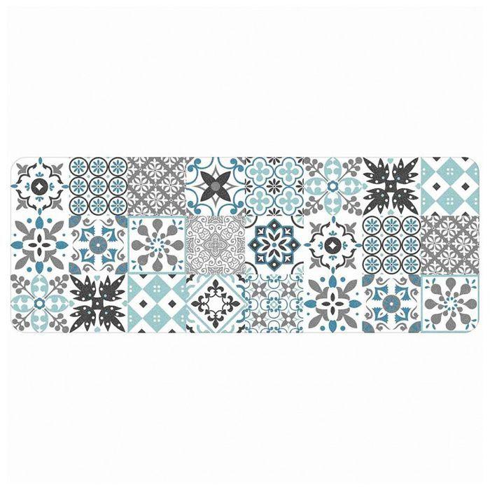 Tapis décoratif en polyester - L 45 x l 120 cm - Imprimé salou bleu