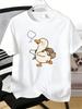 Unisexs Tee Lovely Backpack Duck Cartoon Pattern Print Cotton Short Sleeve Male Casual Streetwear Outdoor Daily Basic Fashion Top
