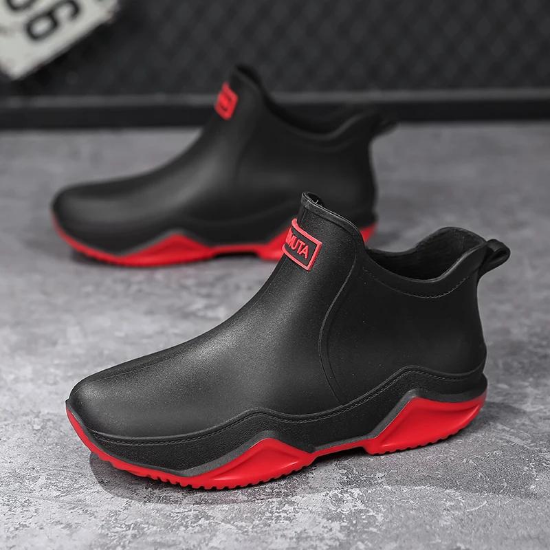 Fashion Couple's Outdoor Rain Boots Men High Top Hiking Fishing Water Shoes Anti-slip Chef Work Ankle Boots Waterproof Shoes