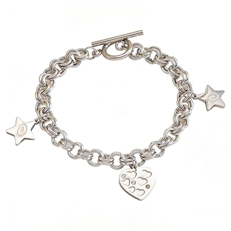 

1Pcs Classic Love Star Bracelet Titanium Steel Bracelet for Women Retro Versatile Handwear Bracelet