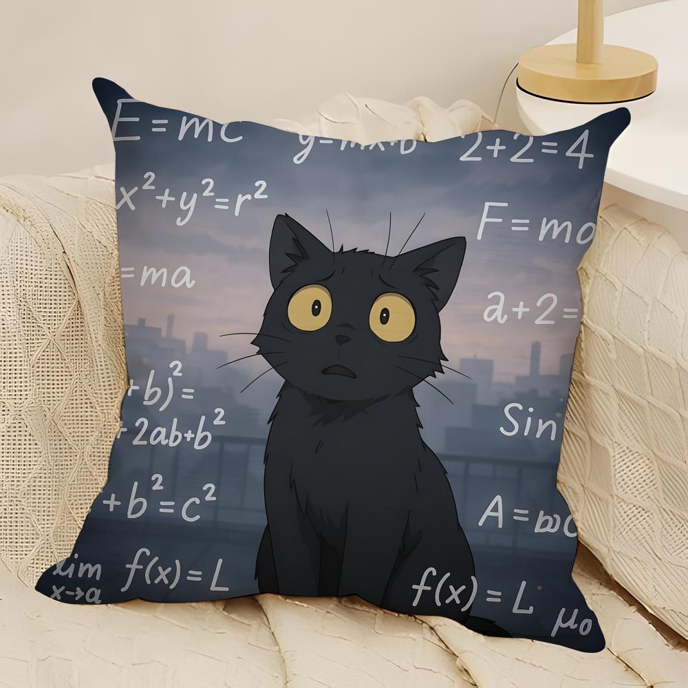 fashing cat thinking network pattern Pillow Case Natural Linen Double-Sided Printing Sofa Home Decor Cushion Cover