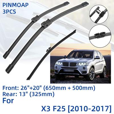 3PCS For BMW X3 F25 2010-2017 26" 20" 13" Front Rear Wiper Blades Windshield Windscreen Window Cutter Accessories 2011 2012 2013 2014 2015 2016 2017