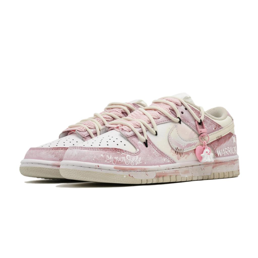 Nike Dunk Leather Slip Resistant Abrasion Resistant Low Top Skateboard Shoes Unisex Pink DD1503-103(Team726-)