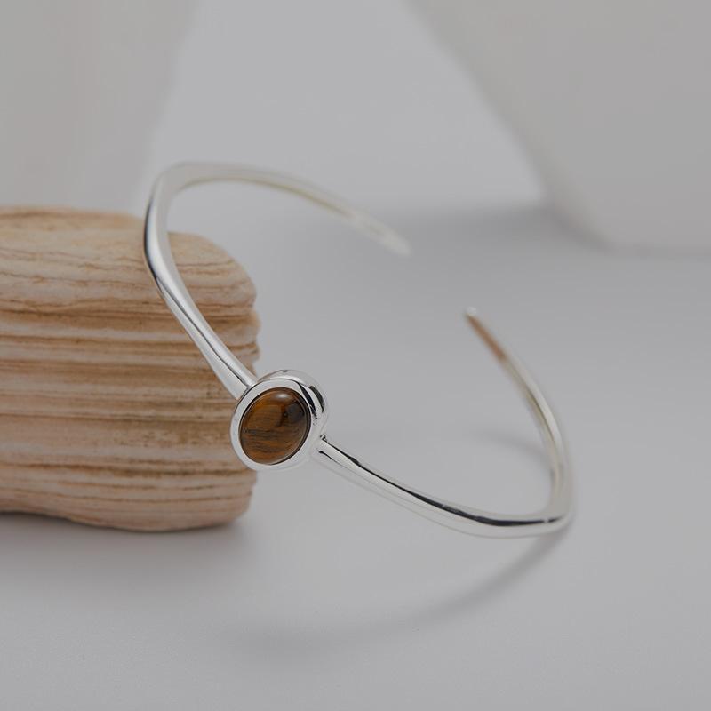 Minimalist Fashion Colored Treasure Pendant S925 Sterling Silver Inlaid With Natural Jasper Kyanite Tiger Eye White Shell Necklace Women'S