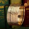 Herseygold Schlanke Metallarmreifen Vergoldet Geschnitzte Blume Mehrschichtige Manschettenarmband Luxuriöser Brautschmuck Ethnisch Muttertagsgeschenk