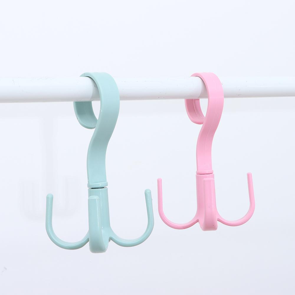 Cloth Rack Shelf Storage Tie Holder 4 Hook Plastic Hanger Multifunction Rotating Four-claw Hook