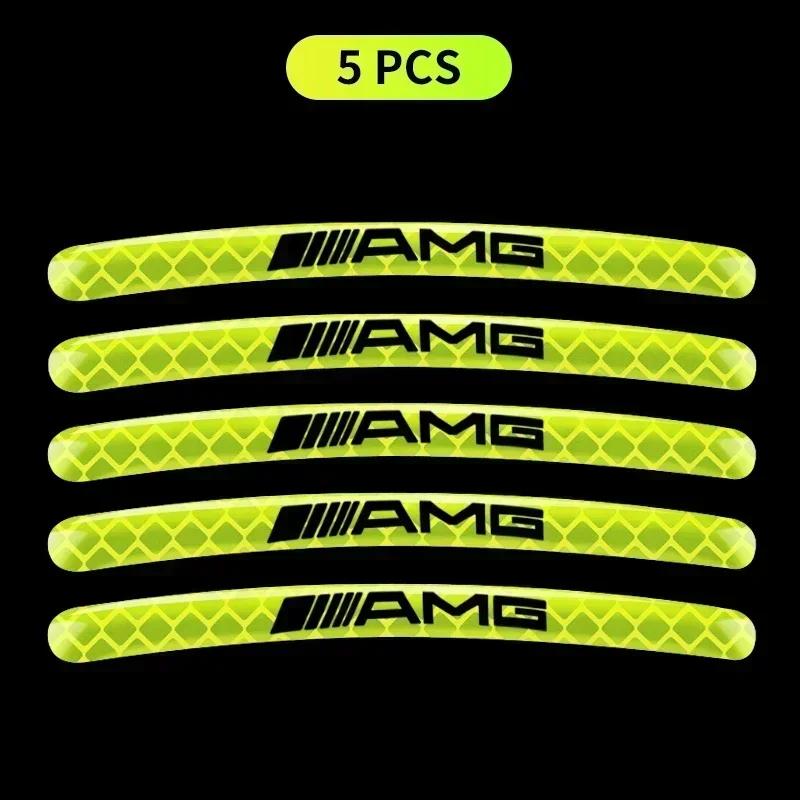 ZPU1  5/10/15/20pcs Luminous Car Wheel Hub Stickers High Reflective Stripe Tape For Mercedes Benz AMG GLC GLE GLB W205 W203 W211 W212