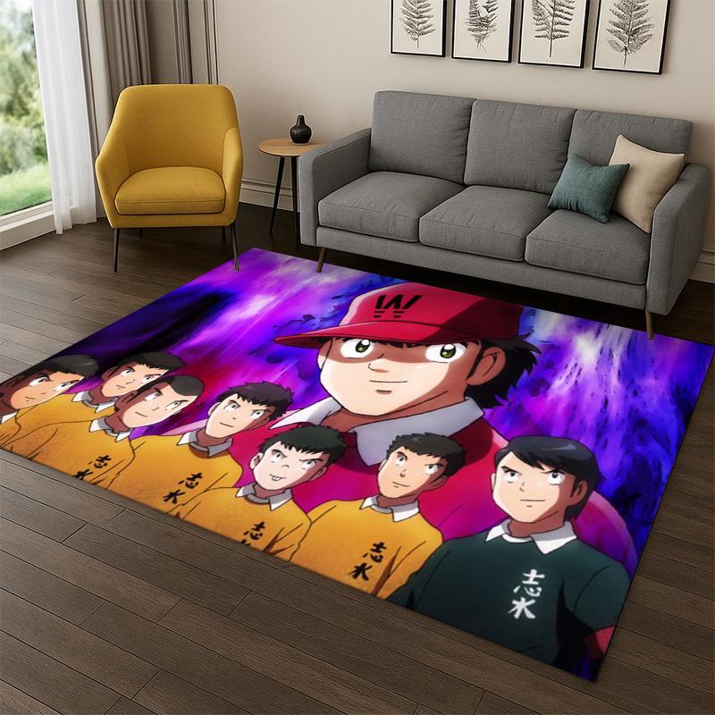 Anime Captain Tsubasa Soccer Cartoon Carpet Rug for Bedroom Living Room Sofa Doormat Home Decor,Kid Game Area Rug Non-slip Gift